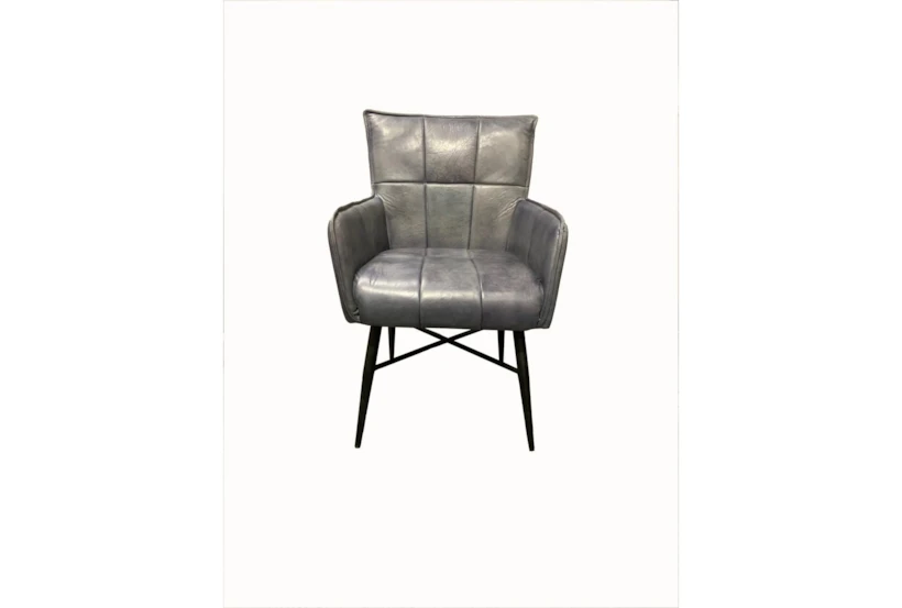 Tan Leather Iron Chair - 360