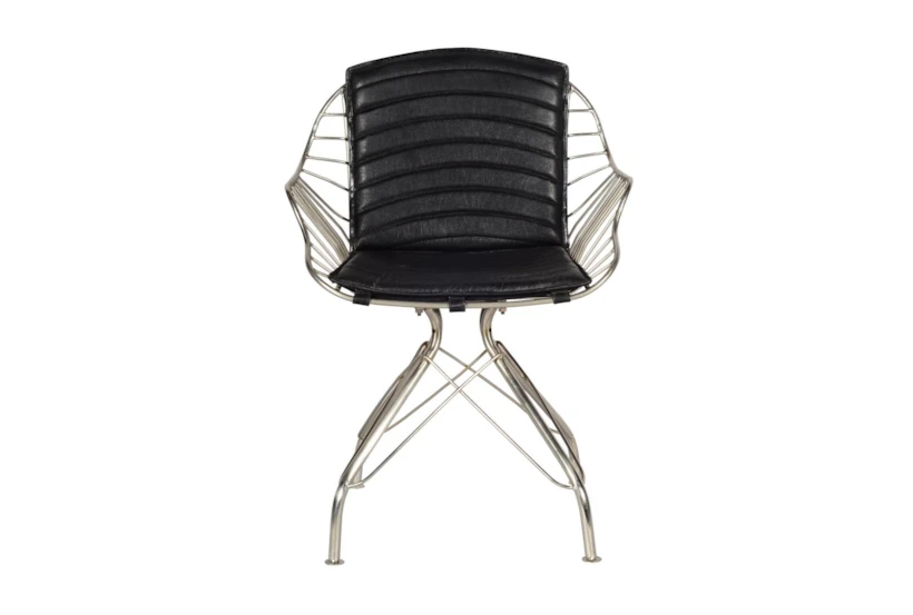 Black Leather Wire Chair - 360
