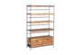 Tall Iron Wooden 71" Bookcase  - Side