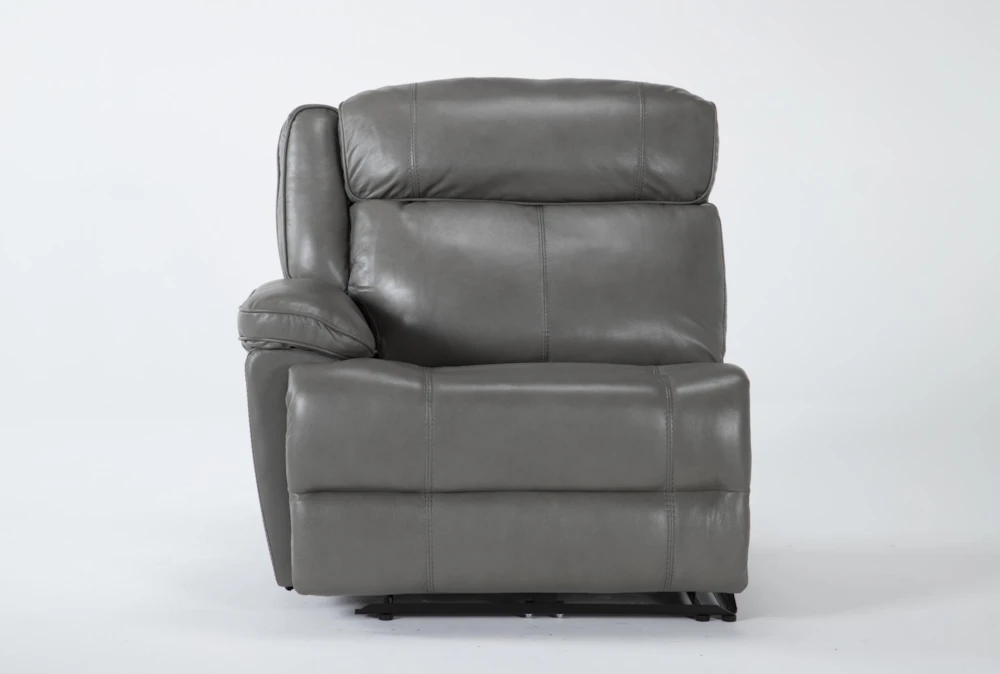 Eckhart Grey Leather Power Left Arm Facing Recliner with Power Headrest & USB