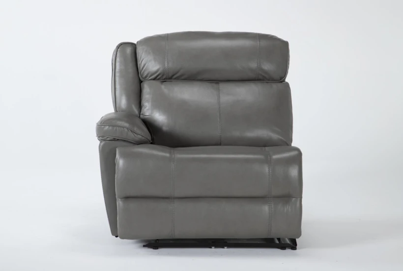 Eckhart Grey Leather Power Left Arm Facing Recliner with Power Headrest & USB - 360
