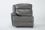 Eckhart Grey Leather Power Left Arm Facing Recliner with Power Headrest & USB - Signature