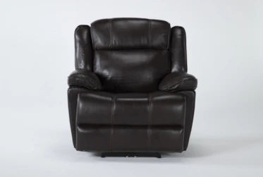Eckhart Brown Leather Power Recliner With Power Headrest & USB