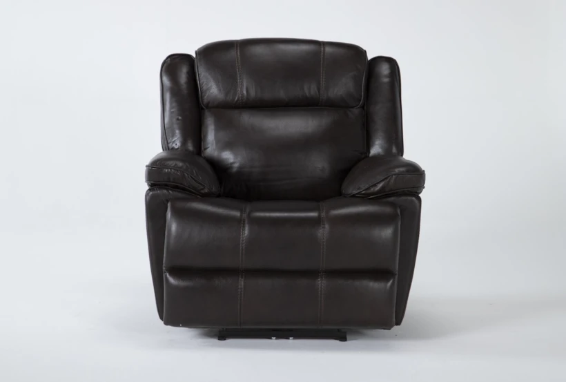 Eckhart Brown Leather Power Recliner with Power Headrest & USB - 360