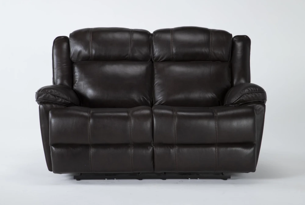 Eckhart Brown Leather 65" Power Reclining Loveseat with Power Headrest & USB