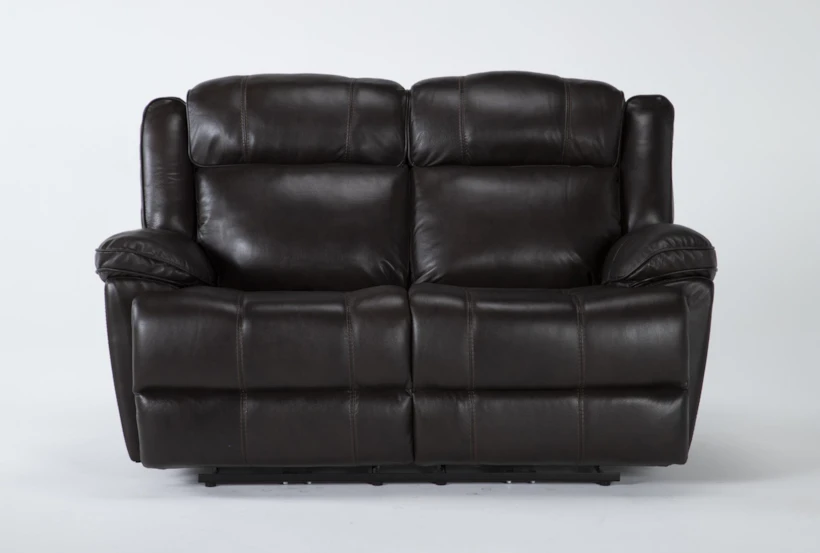 Eckhart Brown Leather 65" Power Reclining Loveseat with Power Headrest & USB - 360