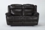 Eckhart Brown Leather 65" Power Reclining Loveseat with Power Headrest & USB - Signature