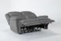 Eckhart Grey Leather 65" Power Reclining Loveseat with Power Headrest & USB - Recline
