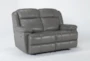 Eckhart Grey Leather 65" Power Reclining Loveseat With Power Headrest & USB - Side