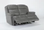 Eckhart Grey Leather 65" Power Reclining Loveseat with Power Headrest & USB - Side