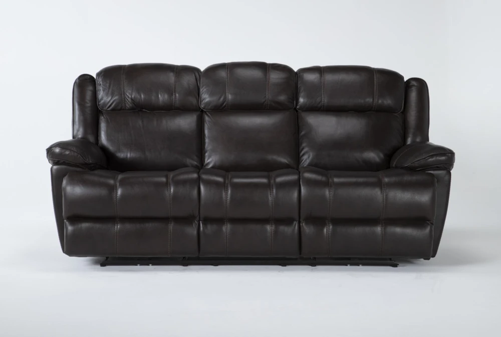 Eckhart Brown Leather 86" Power Reclining Sofa with Power Headrest & USB