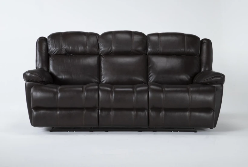 Eckhart Brown Leather 86" Power Reclining Sofa with Power Headrest & USB - 360