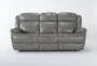 Eckhart Grey Leather 86" Power Reclining Sofa with Power Headrest & USB - Signature