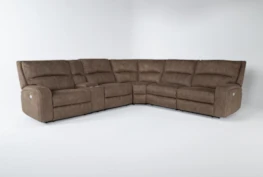 Palmer Brown 147" 6 Piece Power Reclining Sectional With Power Headrest & Usb