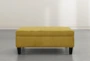 Perch II Yellow Fabric Large Square Storage Ottoman - Front