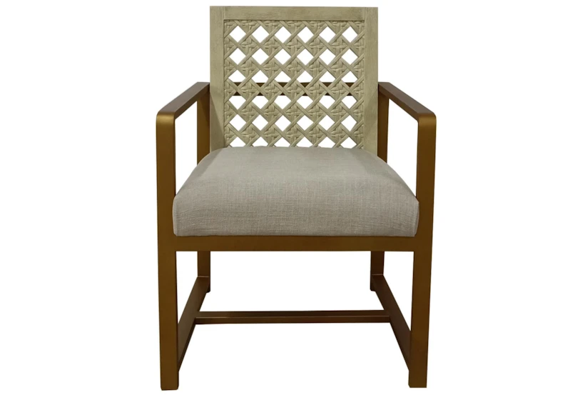 Washed White + Brass Arm Chair - 360
