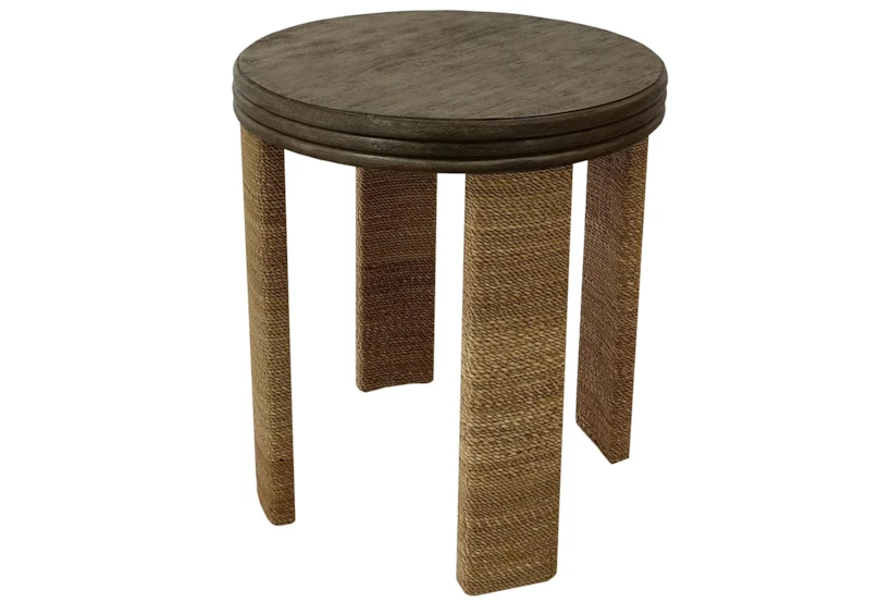 Wood + Abaca Rope Round Accent Table - 360