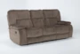Chadrick Brown 88" Manual Reclining Sofa With Dropdown Console - Side