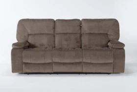 Chadrick Brown 88" Manual Reclining Sofa With Dropdown Console