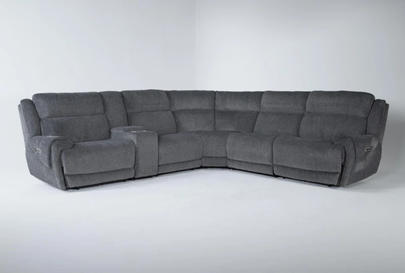 Terence Graphite 138" 6 Piece Power Reclining Modular Sectional with Power Headrest & USB - 360