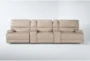 Watkins Linen Leather 130" 5 Piece Power Cordless Reclining Modular Home Theater Sectional with Power Headrest & USB - Signature