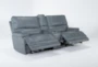 Watkins Blue Leather 89" 3 Piece Cordless Power Reclining Console Loveseat With Power Headrest & USB - Side