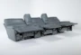 Watkins Blue Leather 130" 5 Piece Cordless Power Reclining Modular Home Theater Sectional With Power Headrest & USB - Side