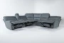 Watkins Blue Leather 123" 6 Piece Power Cordless Reclining Modular Sectional with Power Headrest & USB - Side