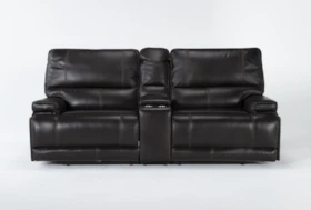 Watkins Coffee Leather 89" 3 Piece Cordless Power Reclining Console Loveseat With Power Headrest & USB