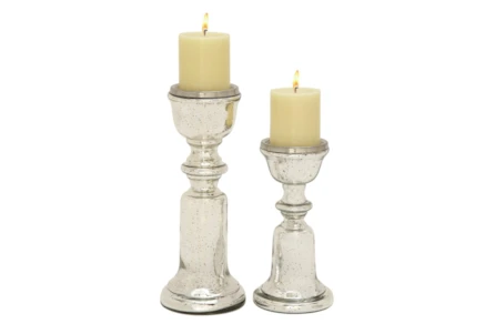 Mercury Glass Candleholders Set Of 2 - Main