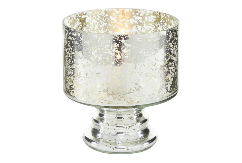 6 Inch Mercury Glass Cylinder Pedestal Vase