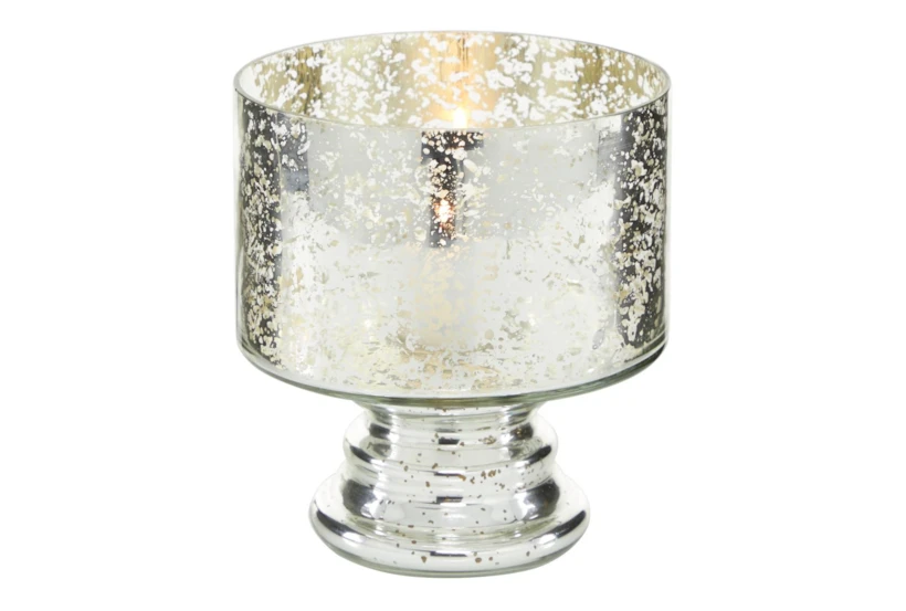 6 Inch Mercury Glass Cylinder Pedestal Vase - 360