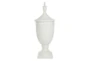 26 Inch White Ceramic Urn Vase With Lid - Back
