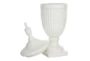 26 Inch White Ceramic Urn Vase With Lid - Front