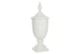 26 Inch White Ceramic Urn Vase With Lid - Signature