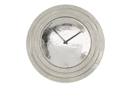 Round Layered Rim Wall Clock - Silver - Main