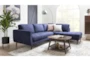 Ginger Denim Blue 2 Piece 110" L-Shaped Sectional with Right Arm Facing Corner Chaise - Room