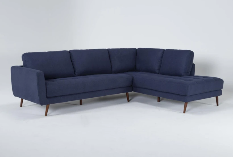 Ginger Denim Blue 2 Piece 110" L-Shaped Sectional with Right Arm Facing Corner Chaise - 360