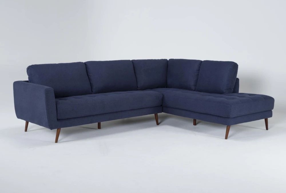 Ginger Denim Blue 2 Piece 110" L-Shaped Sectional with Right Arm Facing Corner Chaise