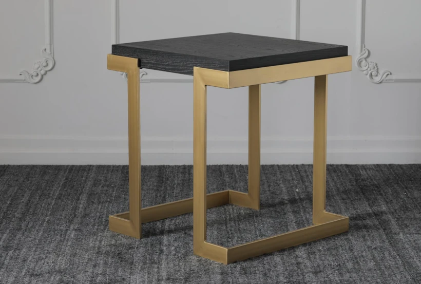 Black Oak + Gold Accent Table - 360