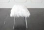 White Faux Fur Bench With Shiny Silver Legs - Side