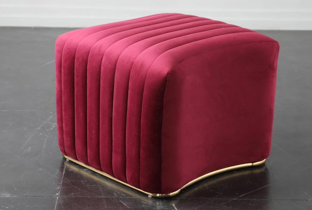 Red + Shiny Gold Ottoman