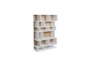 Oak + White High Gloss 71" Bookcase - Side