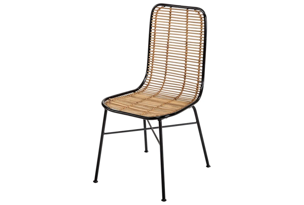 Natural Wicker + Black Dining Side Chair