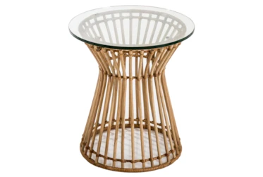 Rattan + Glass Accent Table