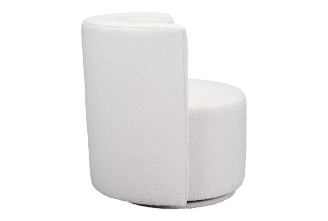White Textured Barrel Swivel Chair - 360