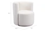 White Textured Barrel Swivel Chair - Dimensions Diagram