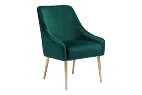 Green Velvet And Gold Dining Chair With Pull