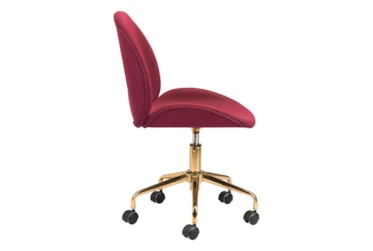 Red Velvet And Gold Desk Chair