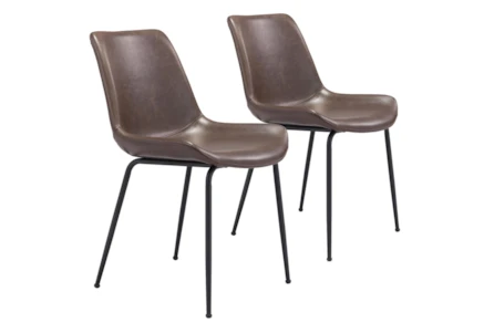 Brown Faux Leather Bucket Seat Dining Chair Set Of 2